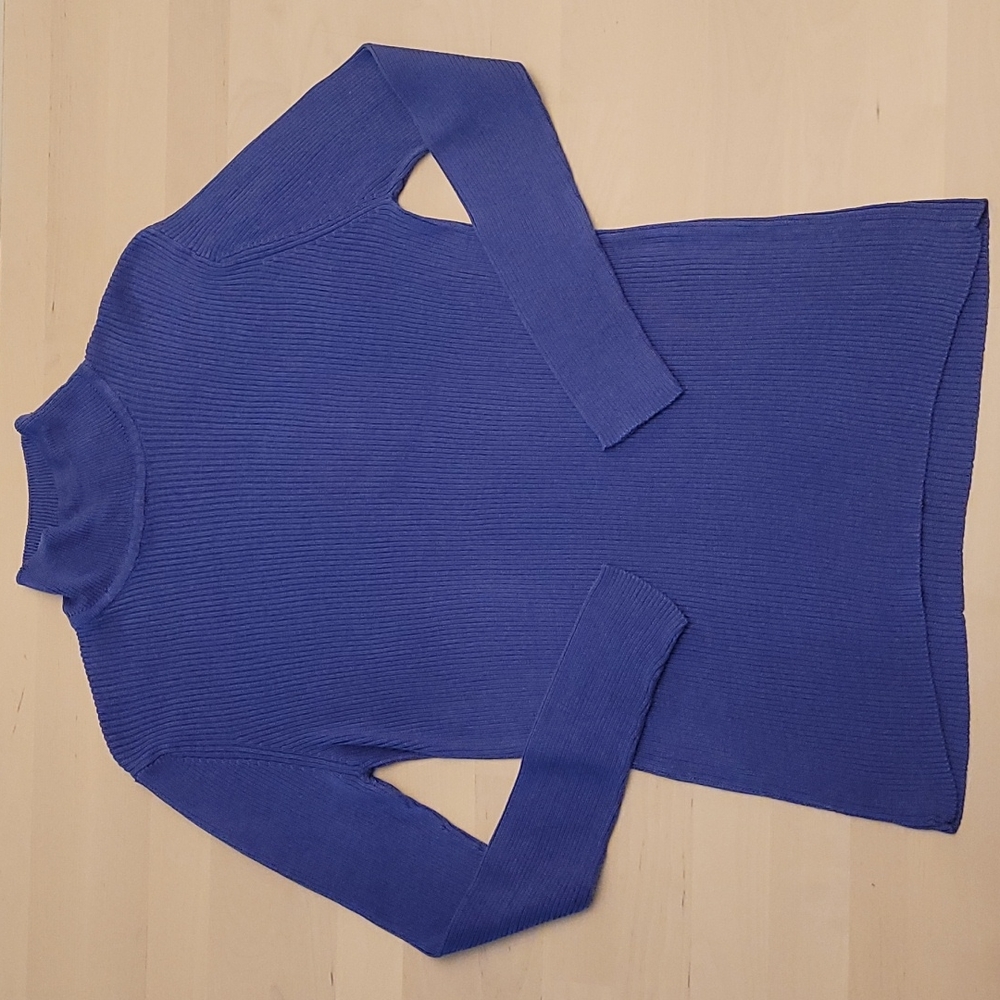 100% Vintage Spun Silk Canvasbacks Muted Medium Blue Luxurious Turtleneck EUC